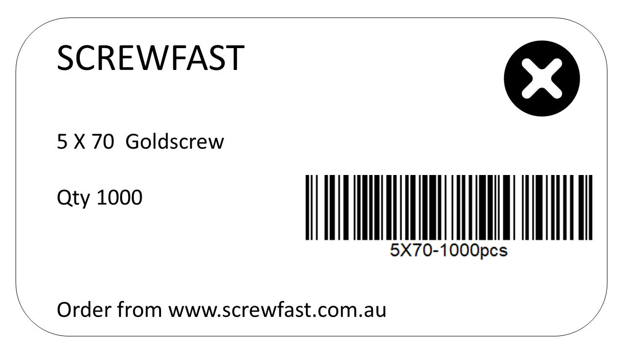 1000 of 5X70mm (10g) Wood Screw