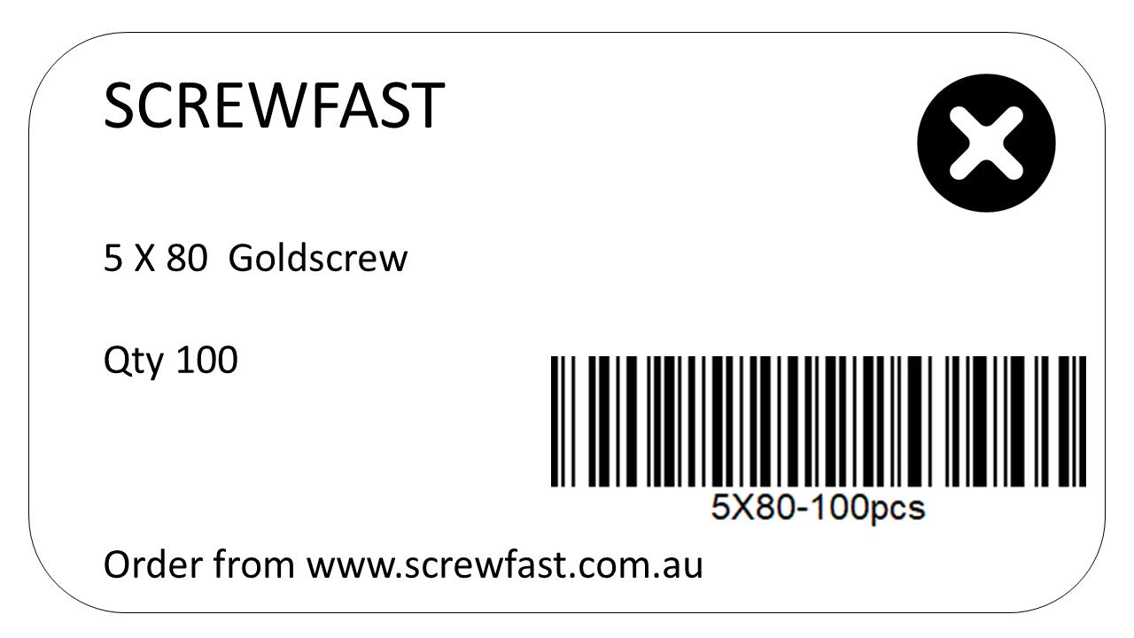 100 of 5X80mm (10g) Wood Screw