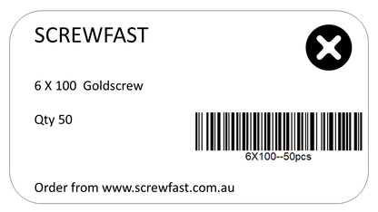 50 of 6X100mm (12g) Wood Screw