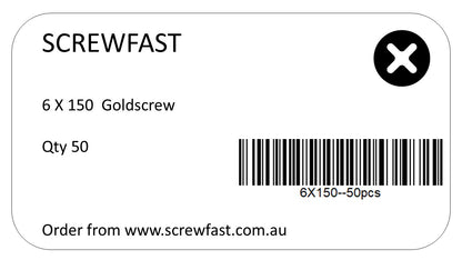 50 of 6X150mm (12g) Wood Screw